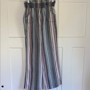{CiSono} Striped Wide-Leg Linen Pants
